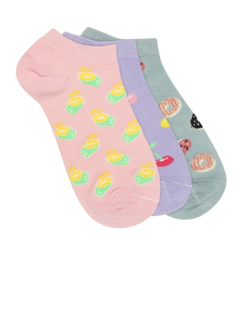 

20Dresses Women Pack of 3 Patterned Ankle-Length Socks, Peach
