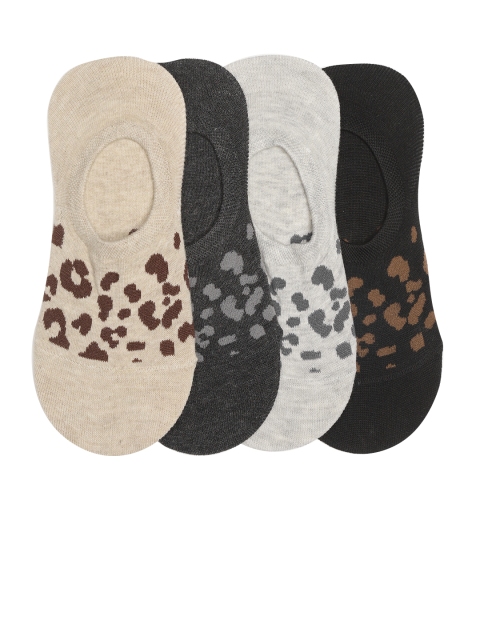 

20Dresses Women Pack of 4 Leopard Patterned Shoe Liners, Beige