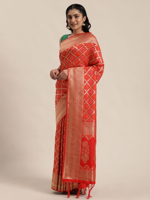

Soch Red & Gold-Toned Woven Design Saree