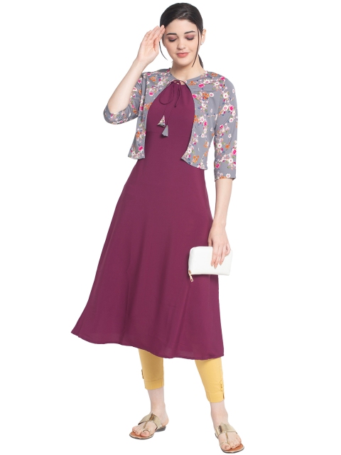 

ALC Creations Women Purple Printed A-Line Kurta