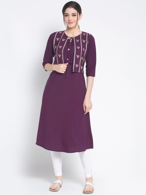 

ALC Creations Purple Ethnic Motifs Printed Kurta