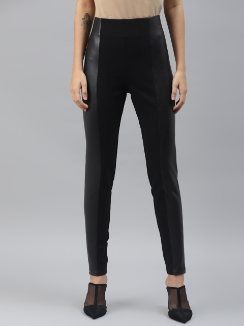 

Marks & Spencer Women Black Solid PU Coated Panelled Treggings