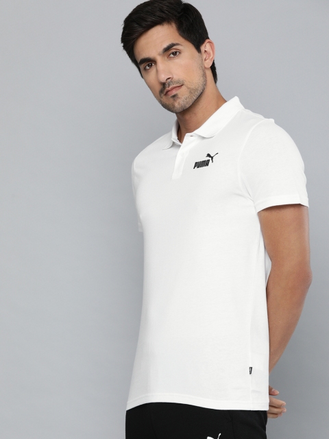 

Puma Men White Solid Slim Fit ESS Jersey Polo Collar T-shirt
