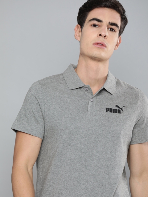 

Puma Men Grey Solid ESS Jersey Polo Collar Everfresh Technology T-shirt