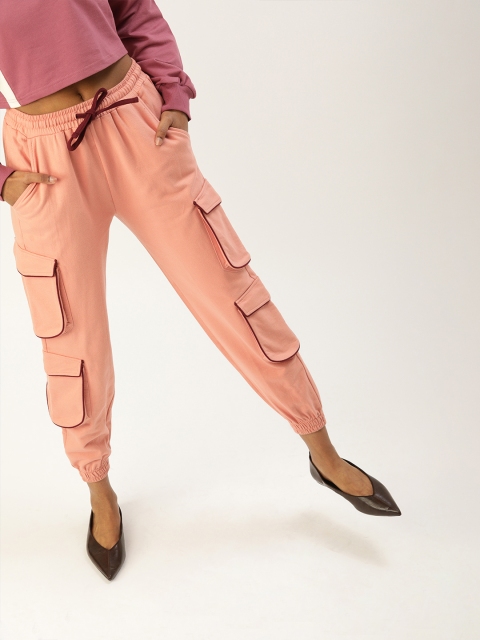 

ANWAIND Women Pink Solid Joggers with Pockets