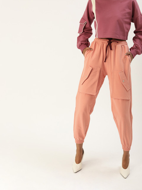 

ANWAIND Women Pink Solid Joggers with Pockets