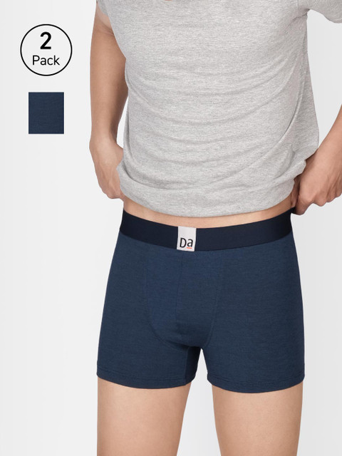 

DAMENSCH Men Pack Of 2 Navy Blue Solid Deo Soft Trunks DAM-T