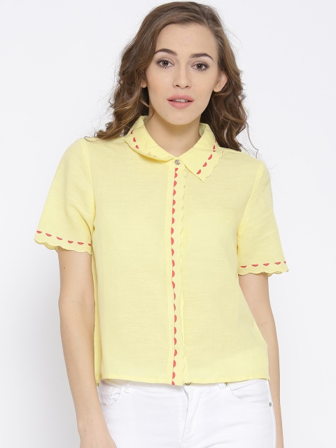 

Vero Moda Yellow Linen Printed Detail Shirt