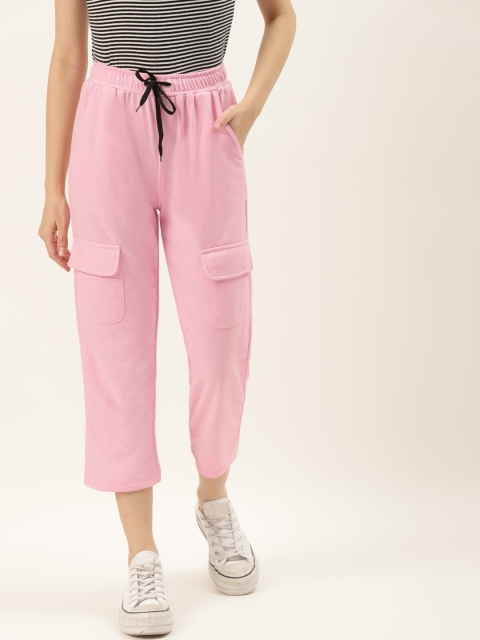 

Alsace Lorraine Paris Women Pink Solid Cargo Styled Cropped Track Pants