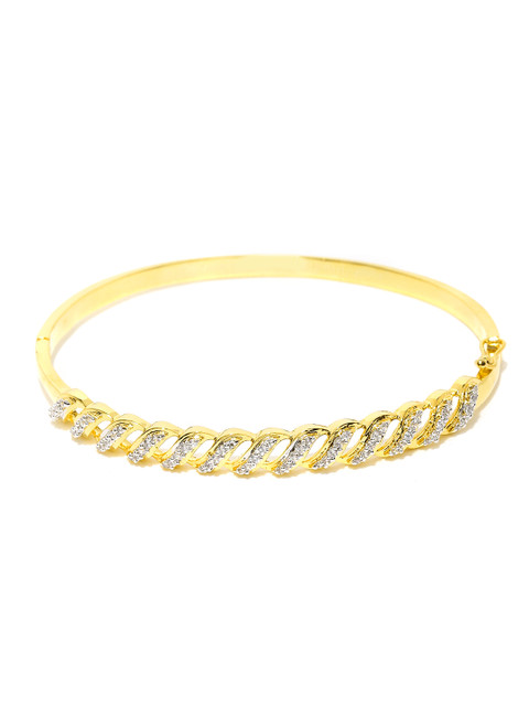 

Zaveri Pearls Gold-Toned CZ Stone-Studded Cuff Bracelet