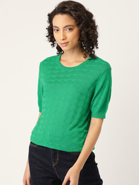 

United Colors of Benetton Green Geometric Patterned Winter Top