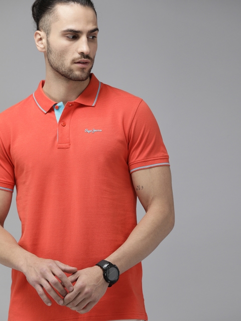

Pepe Jeans Men Red Printed Maxton SS Polo Collar T-shirt