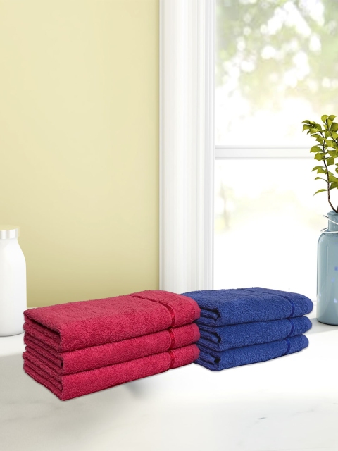 

CORE Designed by SPACES Set of 6 Solid 380 GSM Hand Towels, Blue