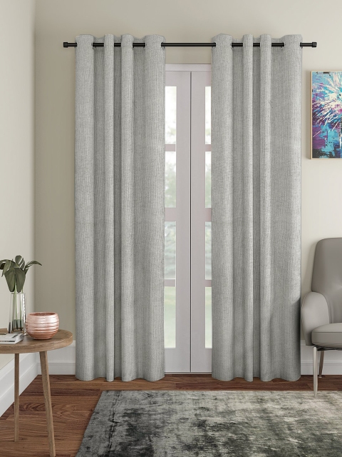 

KLOTTHE Grey Set of 2 Woven Design Door Curtains