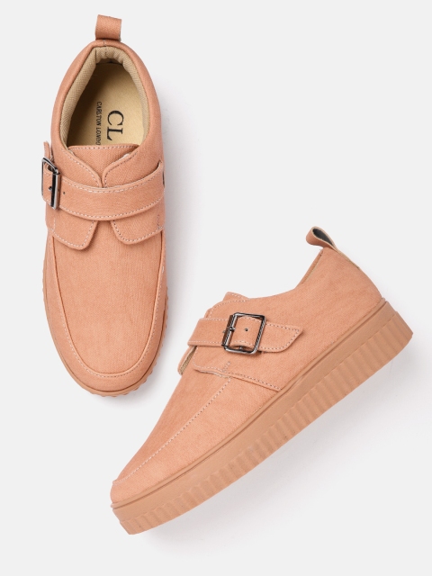 

Carlton London Sports Women Peach-Coloured Solid Flatform Sneakers