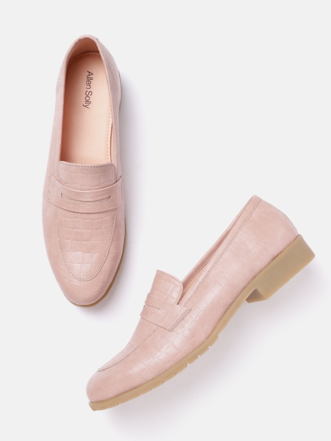 

Allen Solly Women Dusty Pink Croc Textured Penny Loafers