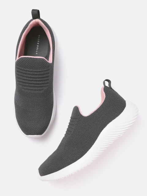 

Allen Solly Women Charcoal Grey Woven Design Slip-On Sneakers