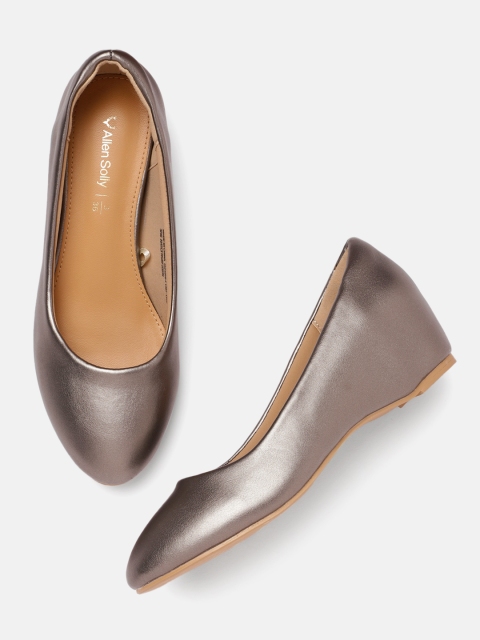 

Allen Solly Women Gun Metal-Toned Solid Ballerinas, Metallic