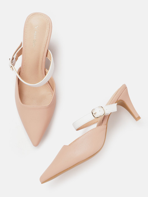 

Allen Solly Women Nude-Coloured & White Colourblocked Pumps with Buckle Detail