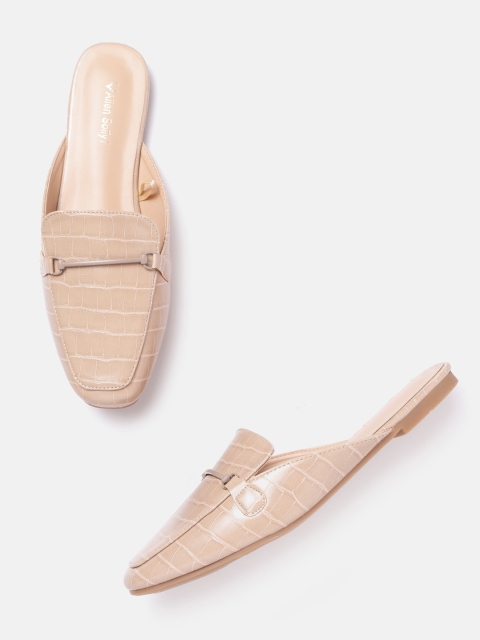 

Allen Solly Women Nude-Coloured Croc Textured Mules