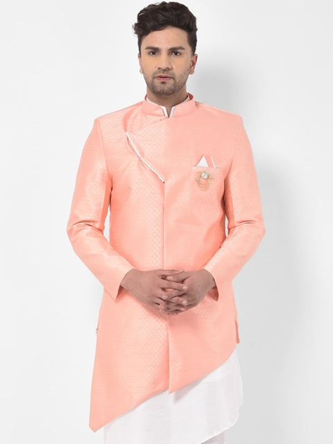 

SG RAJASAHAB Men Pink Self-Design Tailored Ethnic Jacket