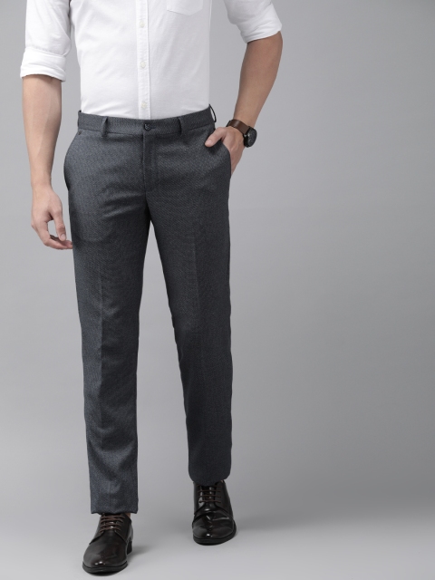 

Blackberrys Men Navy Blue JAPSER Slim Fit Self Design Regular Trousers