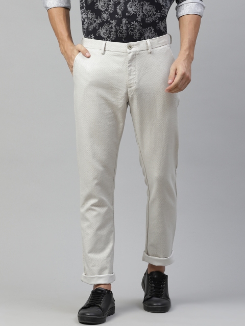 

Blackberrys Men Off White Printed B-91 Skinny Fit Regular Trousers