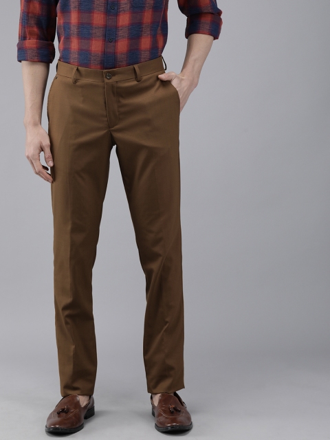 

Blackberrys Men Brown Super Slim Fit Checked Regular Trousers