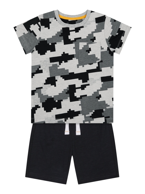 

mothercare Boys Grey & Black Printed T-shirt with Shorts