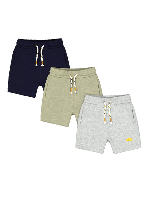 

mothercare Boys Pack of 3 Multicoloured Solid Cotton Regular Fit Regular Shorts, Navy blue