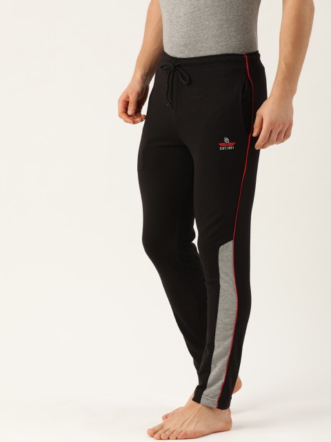 

PORTBLAIR Men Black & Grey Colourblocked Knitted Lounge Pants