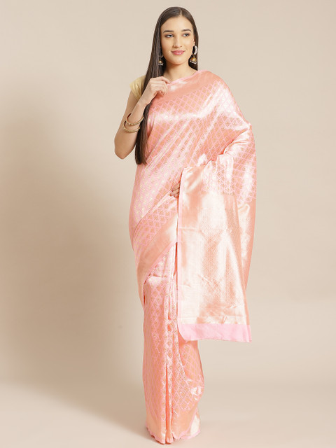 

Anubhutee Peach-Coloured & Golden Woven Design Banarasi Saree