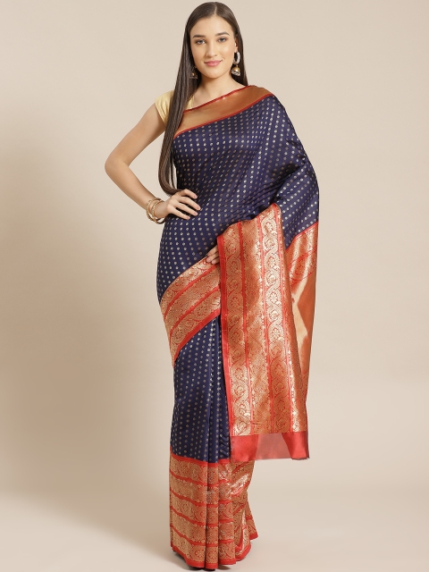 

Anubhutee Navy Blue & Golden Woven Design Banarasi Saree