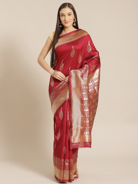 

Anubhutee Maroon & Golden Paisley Woven Design Banarasi Saree