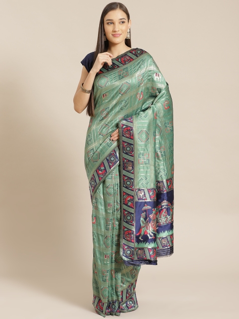 

Anubhutee Green & Navy Blue Woven Design Banarasi Saree