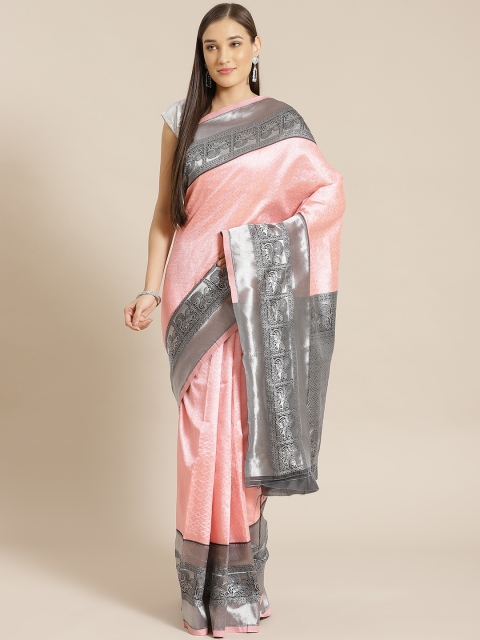 

Anubhutee Pink & Silver Woven Design Banarasi Saree