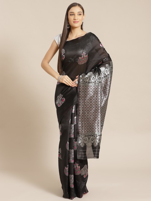 

Anubhutee Black & Silver Woven Design Banarasi Saree
