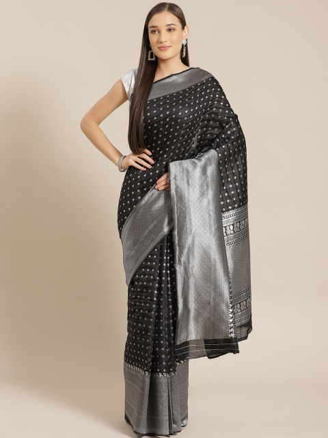 

Anubhutee Black & Silver Woven Design Banarasi Saree