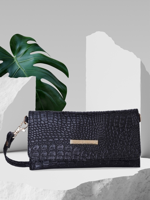 

Lapis O Lupo Black Croc Skin Textured Sling Bag