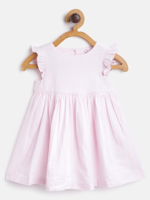 

mothercare Girls Pink & White Pure Cotton Pin Striped A-Line Dress