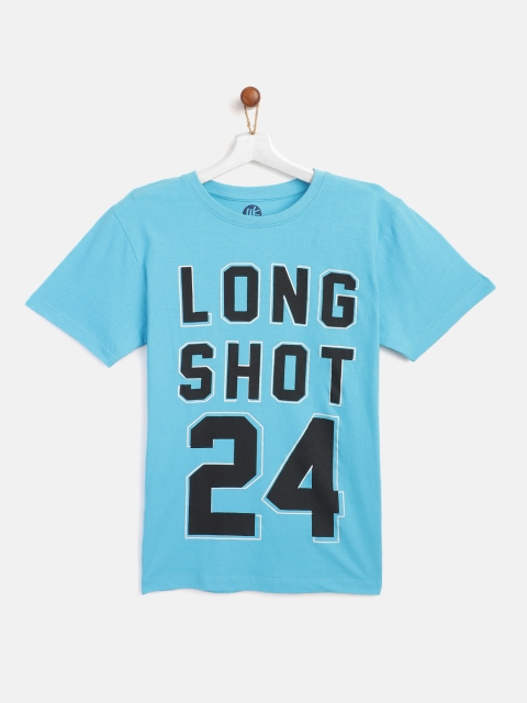 

YK Boys Blue Black Typography Print Round Neck Pure Cotton T-shirt