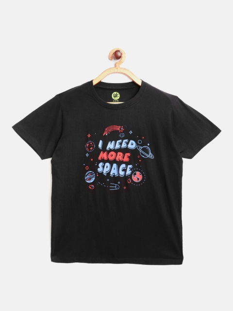 

YK Boys Black & Blue Typography Print Cotton Round Neck T-shirt