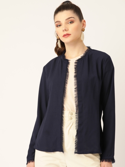 

Rue Collection Women Navy Blue Solid Open Front Shrug
