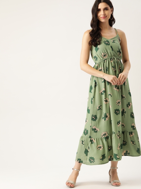 

all about you Green & Off White Floral A-Line Maxi Dress