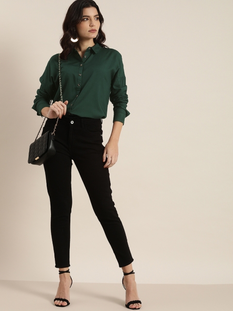 

all about you Women Green Solid Casual Shirt