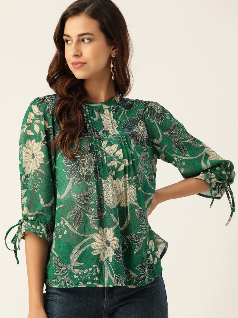 

all about you Green & White Floral Bell Sleeve Regular Top
