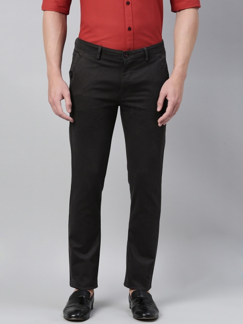 

Louis Philippe Sport Men Charcoal Grey Super Slim Fit Textured Regular Trousers