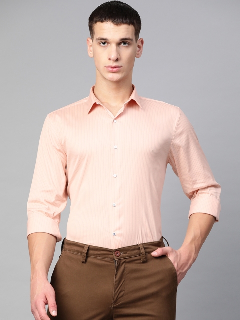 

Louis Philippe Sport Men Peach-Coloured Slim Fit Striped Casual Shirt