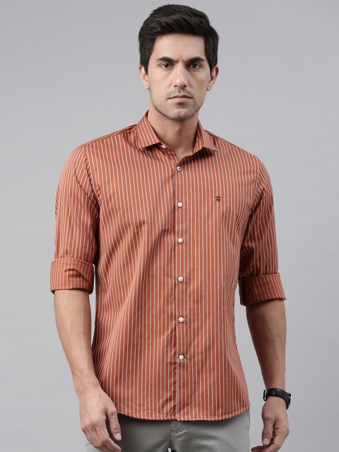 

Louis Philippe Sport Men Brown Striped Slim Fit Pure Cotton Casual Shirt