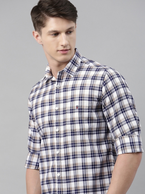

Louis Philippe Sport Men White & Navy Blue Slim Fit Checked Casual Shirt